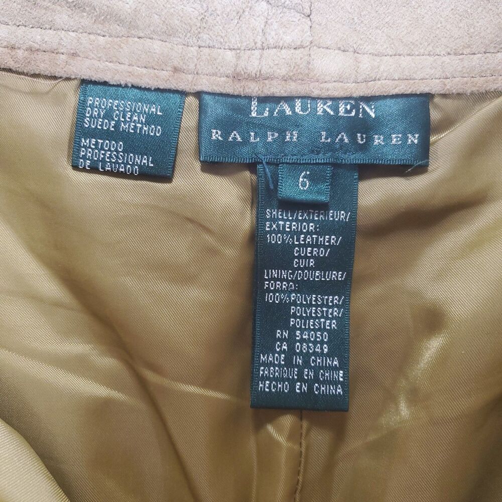 sz 6 28x30 Lauren Ralph Lauren Suede Pants Leather Tan Camel Preppy Equestrian - Picture 4 of 15